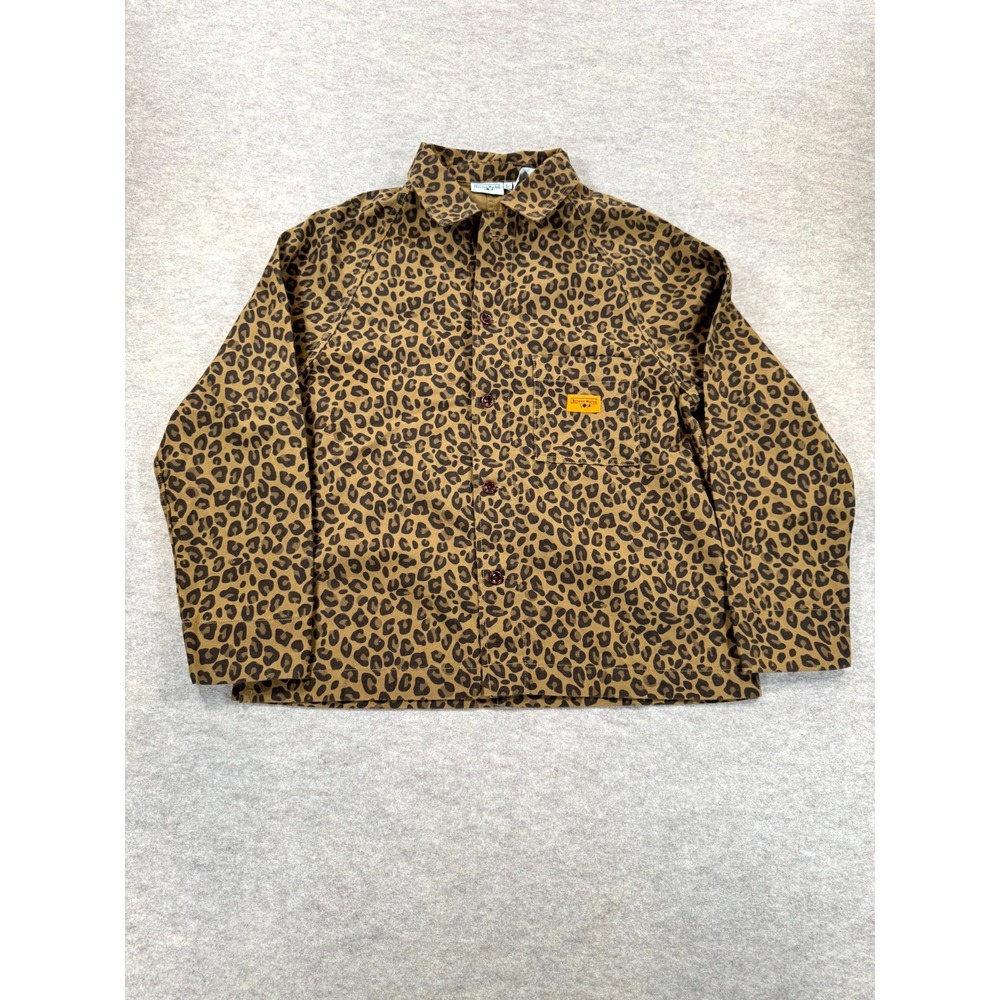 Service Works Front Of House Jacket Men Large Brown Leopard Print Organic Cotton